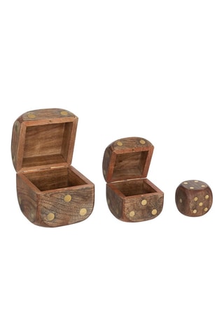 3 dados decorativos de madera de mango Roger - Marrón - 10 x 10 x 10 cm