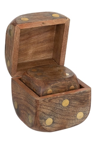 3 dados decorativos de madera de mango Roger - Marrón - 10 x 10 x 10 cm