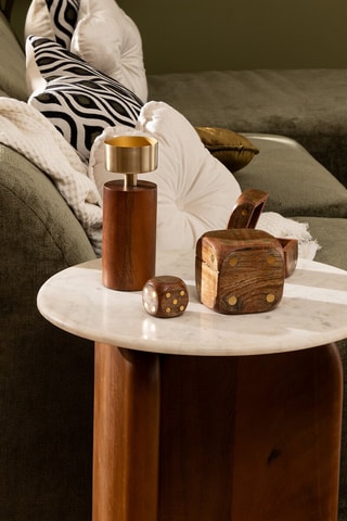 3 dados decorativos de madera de mango Roger - Marrón - 10 x 10 x 10 cm
