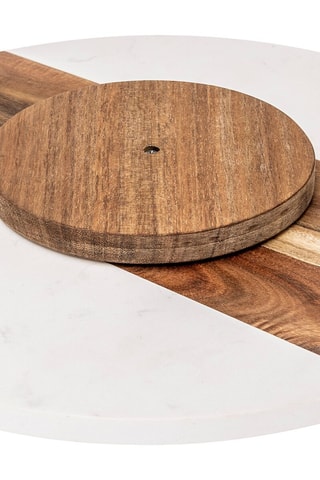 Bandeja giratoria de acacia y mármol Harmony - 35 cm