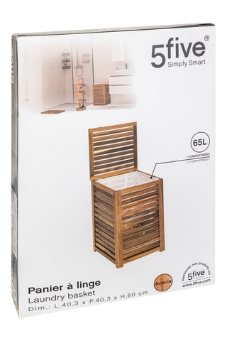 Cesto para ropa de madera de acacia - 65 cl