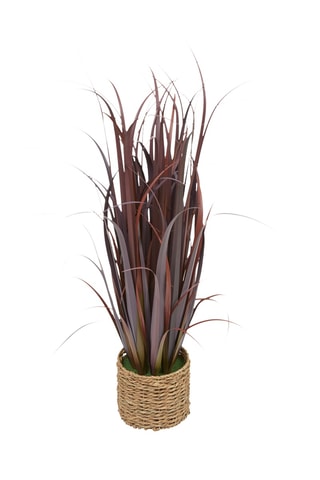 Citronnelles artificielles en pot - 96 x 122 x 96 cm - Bordeaux et beige