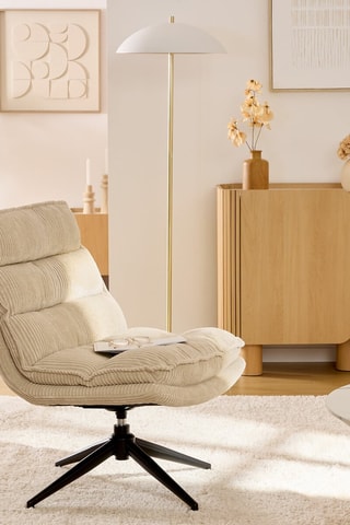 Fauteuil pivotant - Beige - En polyester
