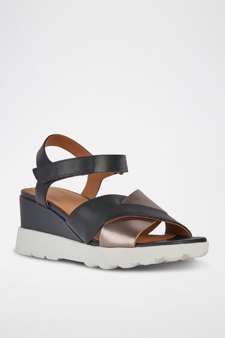Sandales à talons compensées en cuir Spherica Ec6  - Noir