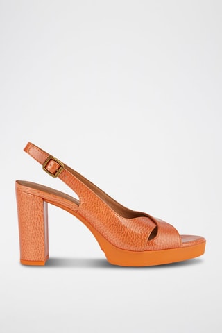 Sandales à talons plateformes en cuir Walk Pleasure 85S  - Orange