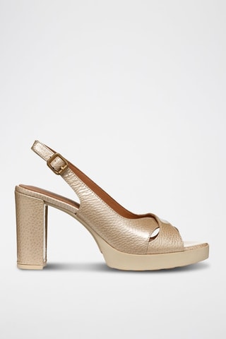 Sandales à talons plateformes en cuir Walk Pleasure 85S  - Beige