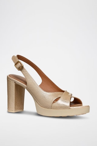Sandales à talons plateformes en cuir Walk Pleasure 85S  - Beige