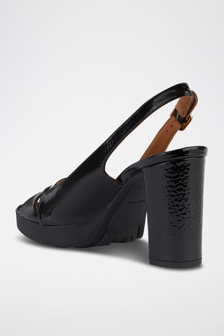 Sandales à talons plateformes en cuir Walk Pleasure 85S  - Noir