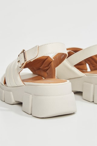 Sandales plateformes en cuir Lisbona  - Beige