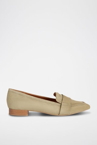 Slippers en cuir de chèvre nubuck Charyssa - Vert olive