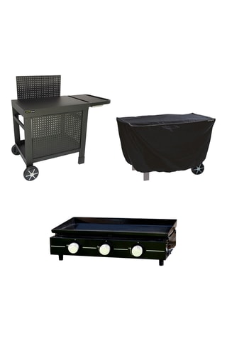 Pack plancha au gaz, 3 brûleurs, desserte Reva 110 et housse de protection