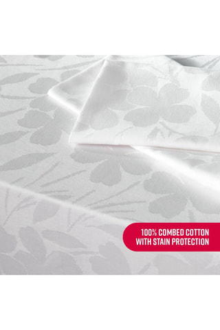 Toalha de mesa Jacquard Fleurette - 170 x 250 cm - Branco - Branco