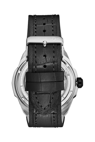 Orologio automatico in pelle Navigator - GMT - Nero e argentato