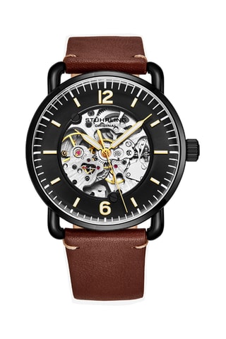 Orologio automatico in pelle Stührling - Marrone e nero