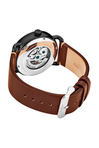 Orologio automatico in pelle Stührling - Marrone e nero