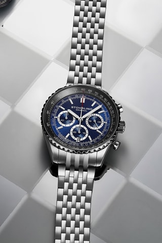 Orologio al quarzo in acciaio Monaco - Cronografo - Argentato, nero e turchese