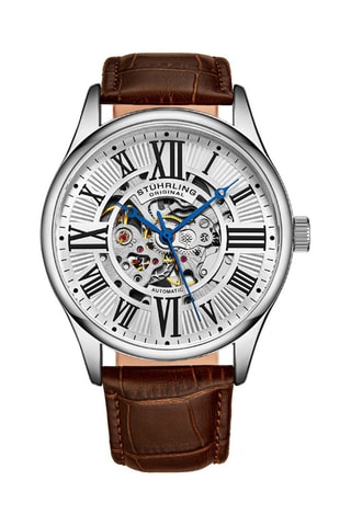 Orologio automatico in pelle Legacy - Marrone e argentato