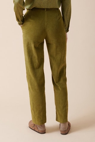 Velours Broek Hoge Taille Pyrex - Olijfgroen