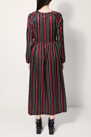 Lange Jurk Rigoletta Marineblauw en Bordeauxrood