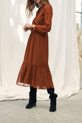 Vestido largo de lunares - Rojo