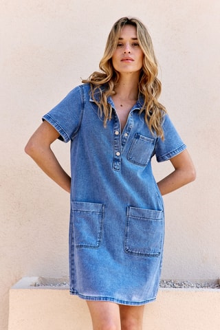 Vestido recto vaquero Renne - Azul marino