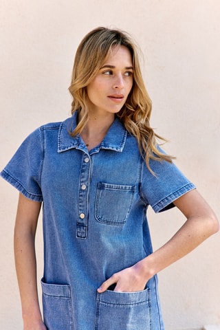 Vestido recto vaquero Renne - Azul marino