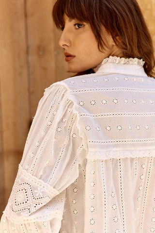 Blouse met Engelse borduursels Caline - Wit