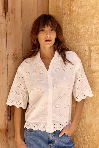 Camisa con bordado inglés Carlie - Blanco