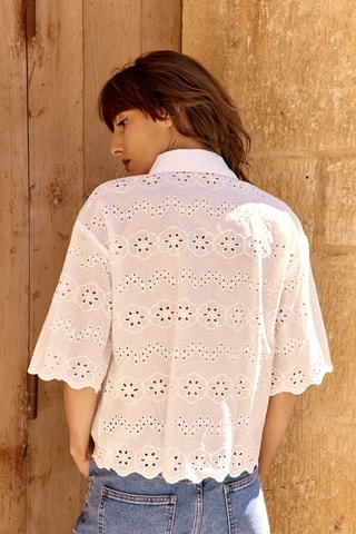 Camisa con bordado inglés Carlie - Blanco