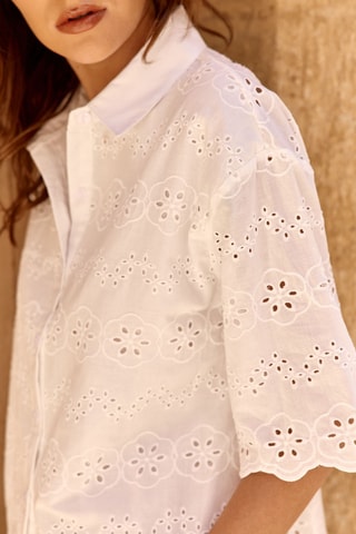 Camisa con bordado inglés Carlie - Blanco