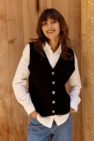 Mouwloos Vest Mélodie - Zwart