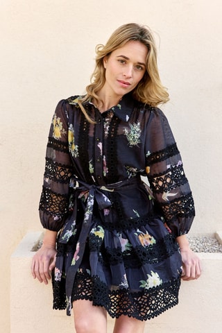 Vestido evasé Rosière - Negro