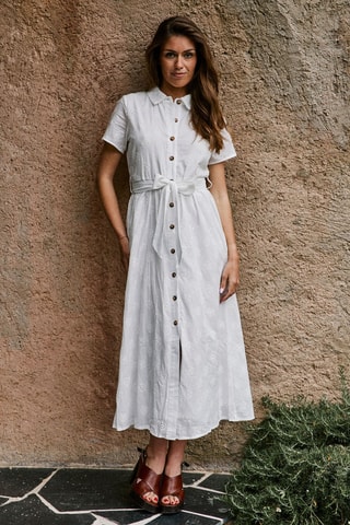 Midi-jurk met Engelse Borduursels Robine - Wit