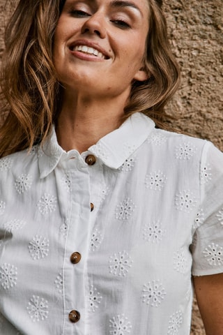 Midi-jurk met Engelse Borduursels Robine - Wit
