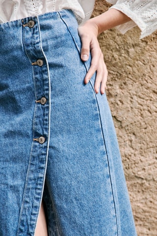 Wikkelspijkerrok Hoge Taille Janice - Blauw