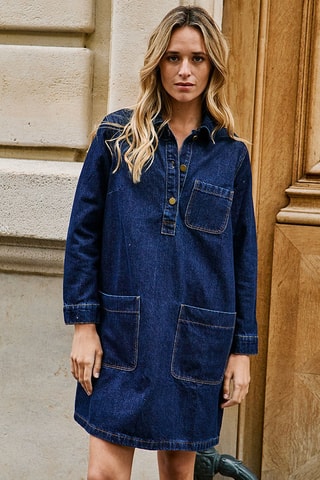 Vestido recto vaquero - Azul oscuro