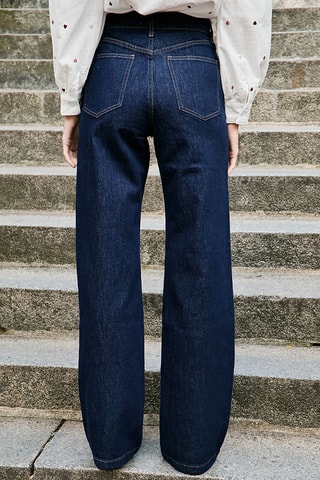Rechte Jeans Hoge Taille Philipe - Marineblauw