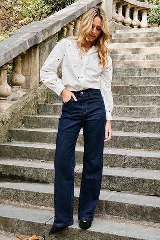 Rechte Jeans Hoge Taille Philipe - Marineblauw