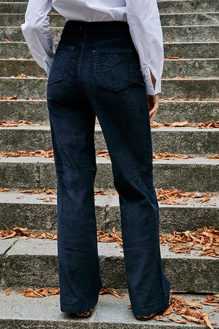 Velours Broek Hoge Taille Paulo - Marineblauw
