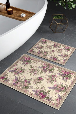 2 Badmatten - Roze - 50 x 60 cm en 60 x 100 cm