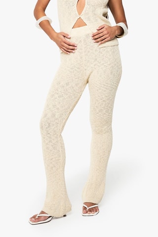 Flare Broek Hoge Taille - Beige