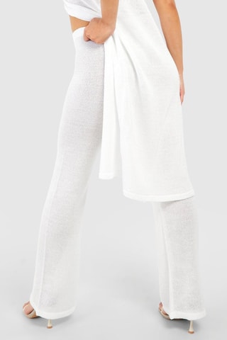 Broek Wide Legs Hoge Taille - Ivoorkleurig