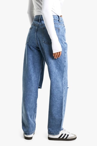 Jeans Hoge Taille Mom - Blauw