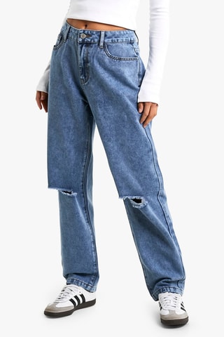 Jeans Hoge Taille Mom - Blauw
