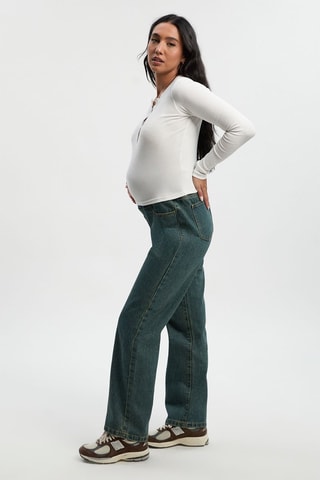 Zwangerschapsjeans Straight Fit Hoge Taille - Donkergroen