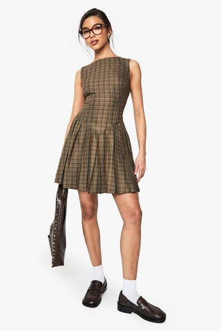 Robe plissée - Marron