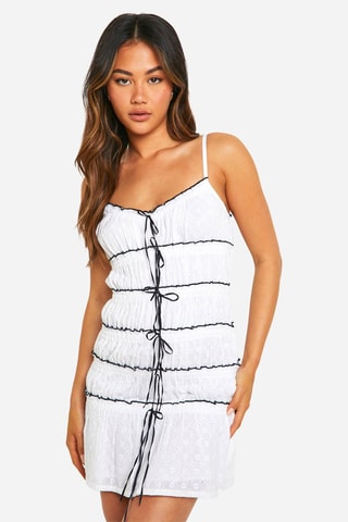 Robe droite en broderie anglaise - Blanc