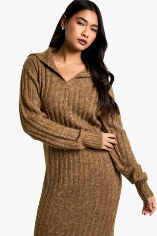 Trui-jurk - Gemêleerd Bruin