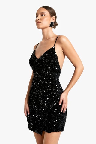 Robe fourreau en velours - Noir