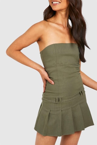 Strapless Jurk - Kaki